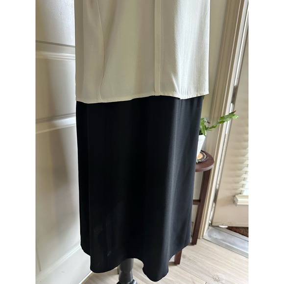 Eileen Fisher Two-Tone Silk Shift Dress in Bone Black Sz. Small - Picture 5 of 12